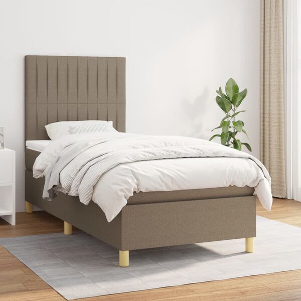vidaXL &Kappa;&rho;&epsilon;&beta;ά&tau;&iota; Boxspring &mu;&epsilon; &Sigma;&tau;&rho;ώ&mu;&alpha; Taupe 80x200 &epsilon;&kappa;. &Upsilon;&phi;&alpha;&sigma;&mu;ά&tau;&iota;&nu;&omicron;