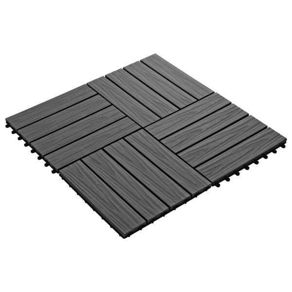 vidaXL Πλακάκια Deck 11 τεμ. Ανάγλυφα Μαύρα 30x30 εκ. 1 μ² WPC