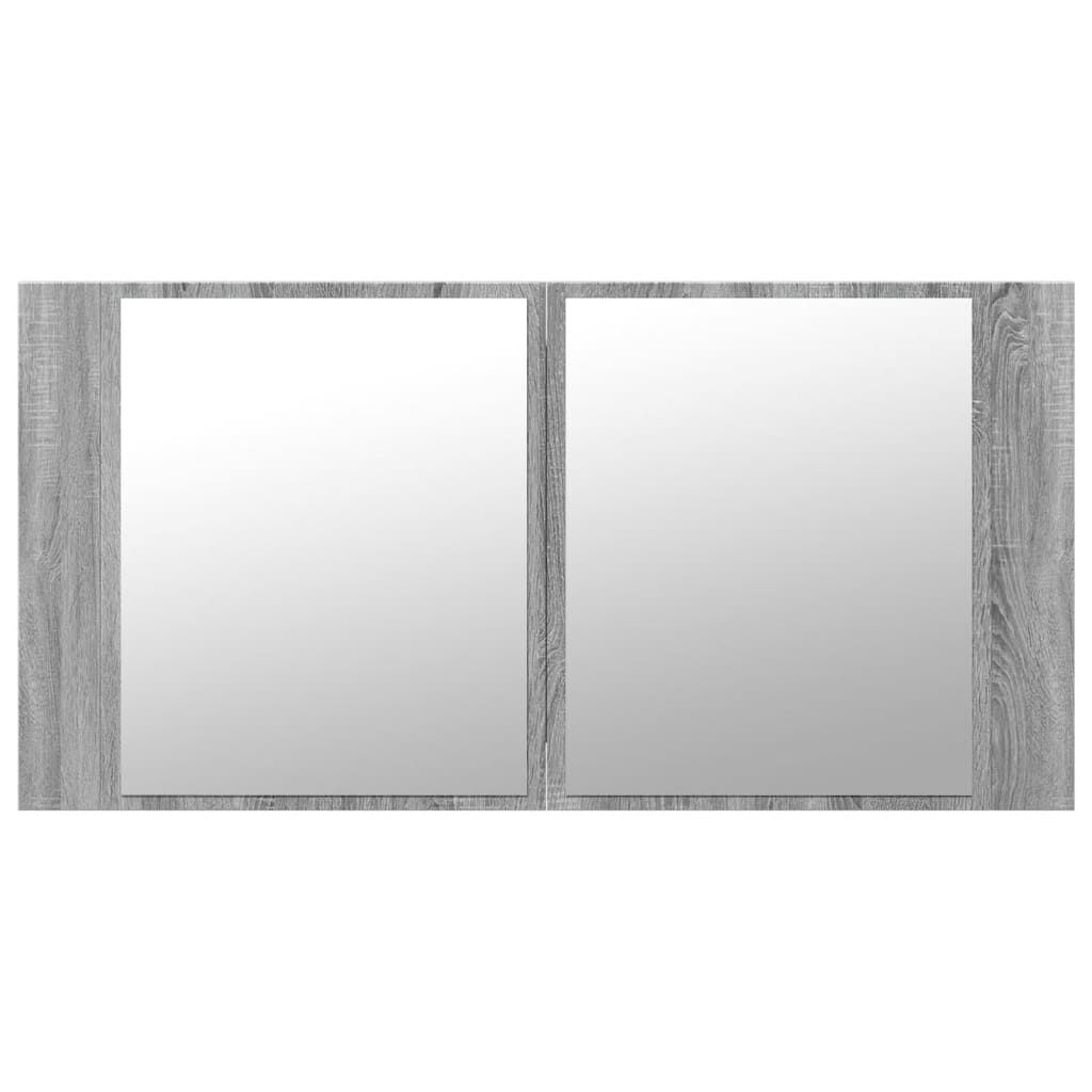 vidaXL Ντουλάπι Μπάνιου Καθρέφτη LED Γκρι Sonoma 90x12x45εκ. Ακρυλικό