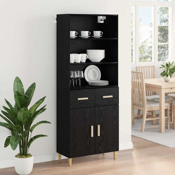 vidaXL Highboard &Mu;&alpha;ύ&rho;&eta; &Omicron;&xi;&upsilon;ά 69,5 x 32,5 x 180 &epsilon;&kappa; &Epsilon;&pi;&epsilon;&xi;&epsilon;&rho;&gamma;&alpha;&sigma;&mu;έ&nu;&omicron; &xi;ύ&lambda;&omicron;