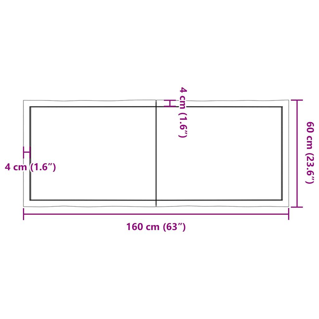 vidaXL Επιφ Τραπεζιού Αν Καφέ 160x60x(2-6)εκ.Ακατέργ. Μασίφ Ξύλο Δρυός