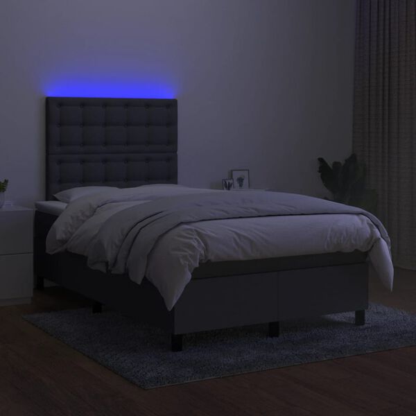 vidaXL &Kappa;&rho;&epsilon;&beta;ά&tau;&iota; Boxspring &mu;&epsilon; &Sigma;&tau;&rho;ώ&mu;&alpha; & LED &Sigma;&kappa;.&Gamma;&kappa;&rho;&iota; 120x190&epsilon;&kappa;. &Upsilon;&phi;&alpha;&sigma;&mu;ά&tau;&iota;&nu;&omicron;