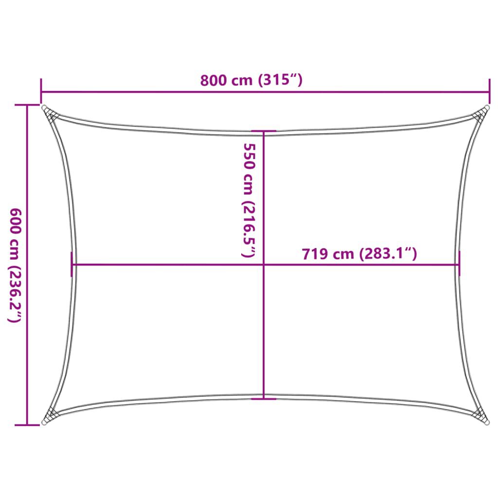 vidaXL Πανί Σκίασης Κρεμ 6 x 8 μ. από HDPE 160 γρ./μ²