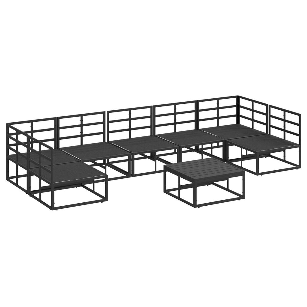 vidaXL Σετ Καναπέ Κήπου 8 pcs Μαύρο 70 x 70 x 32 εκ Αλουμίνιο