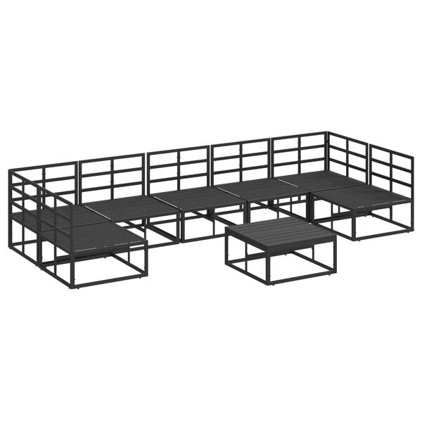 vidaXL Σετ Καναπέ Κήπου 8 pcs Μαύρο 70 x 70 x 32 εκ Αλουμίνιο