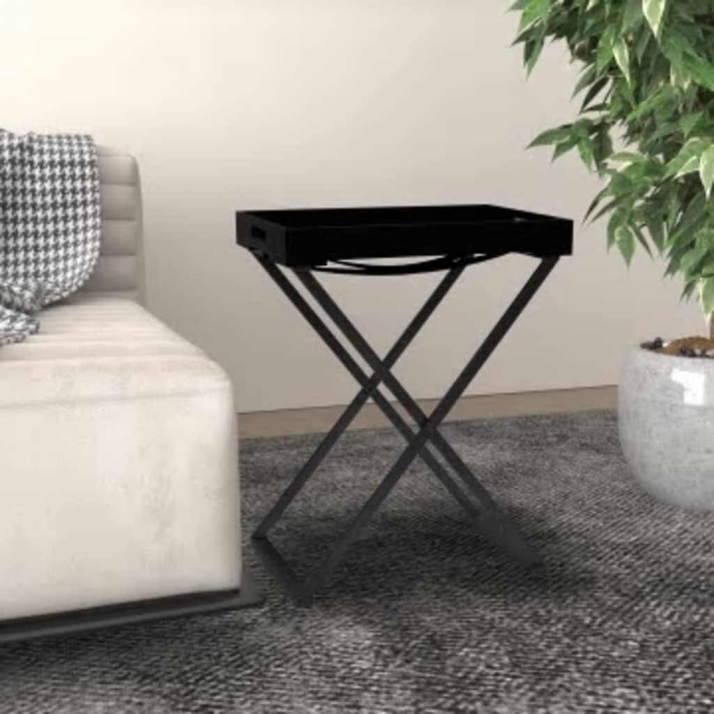 vidaXL Τραπέζι Πτυσσόμενο Μαύρο 48 x 34 x 61 εκ. από MDF