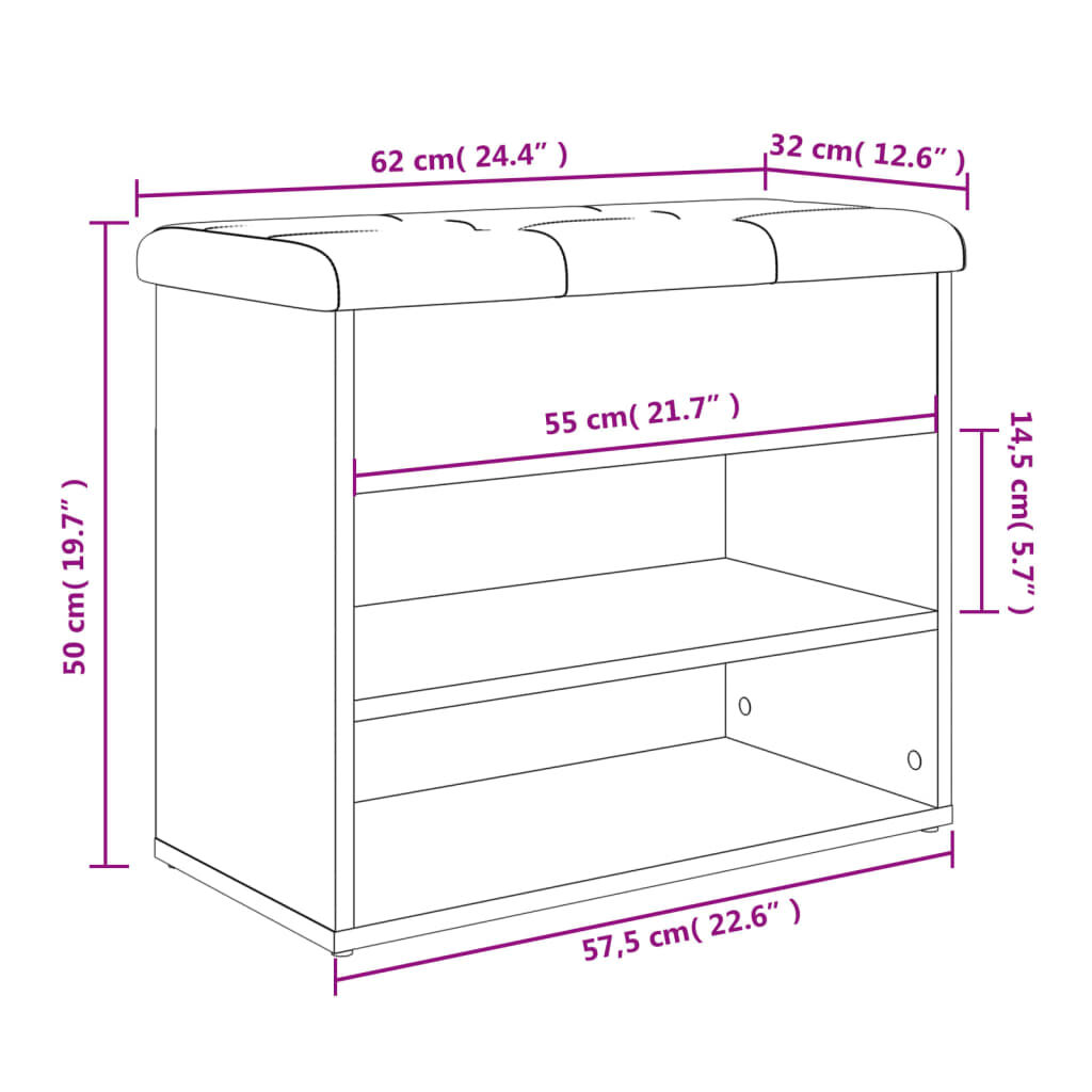 vidaXL Παπουτσοθήκη Καπνιστή Δρυς 62x32x50 εκ. από Επεξεργασμένο Ξύλο