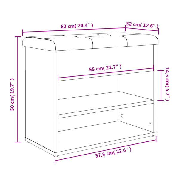 vidaXL Παπουτσοθήκη Καπνιστή Δρυς 62x32x50 εκ. από Επεξεργασμένο Ξύλο