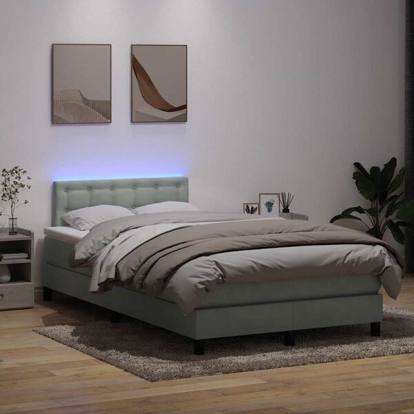 vidaXL &Kappa;&rho;&epsilon;&beta;ά&tau;&iota; Boxspring &mu;&epsilon; &Sigma;&tau;&rho;ώ&mu;&alpha; & LED &Alpha;&nu;&omicron;&iota;&chi;&tau;ό &Gamma;&kappa;&rho;&iota; 120x220 &epsilon;&kappa;. &Beta;&epsilon;&lambda;&omicron;ύ&delta;&iota;&nu;&omicron;