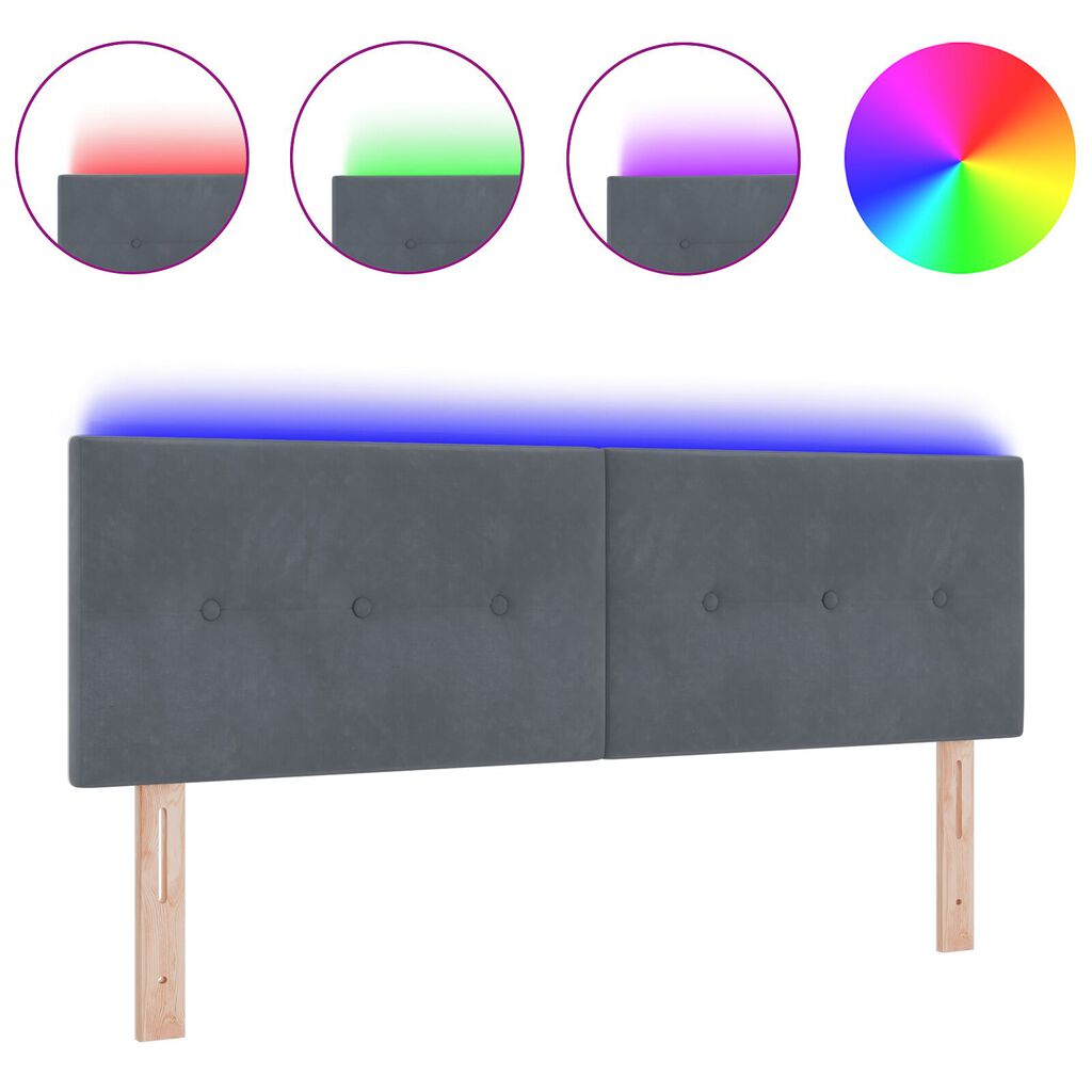 vidaXL LED Κεφαλάρι με κουμπιά σε μίνιμαλ στυλ Γκρι 72 εκ Βελούδο