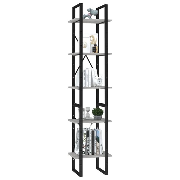 vidaXL Βιβλιοθήκη με 5 Ράφια Γκρι Σκυρ. 40 x 30 x 175 εκ. Επεξ. Ξύλο