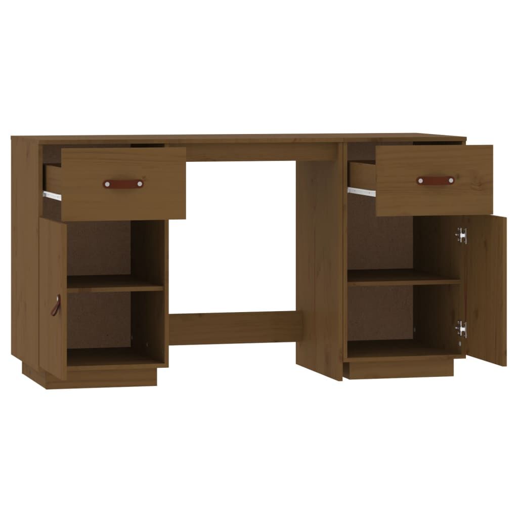 vidaXL Ντουλάπι Γραφείου Καφέ Μελί 135x50x75εκ. από Μασίφ Ξύλο Πεύκου