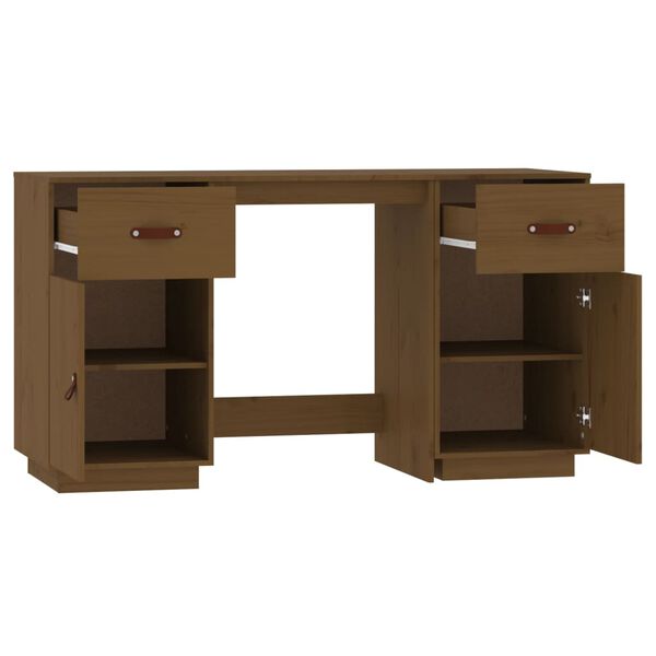 vidaXL Ντουλάπι Γραφείου Καφέ Μελί 135x50x75εκ. από Μασίφ Ξύλο Πεύκου
