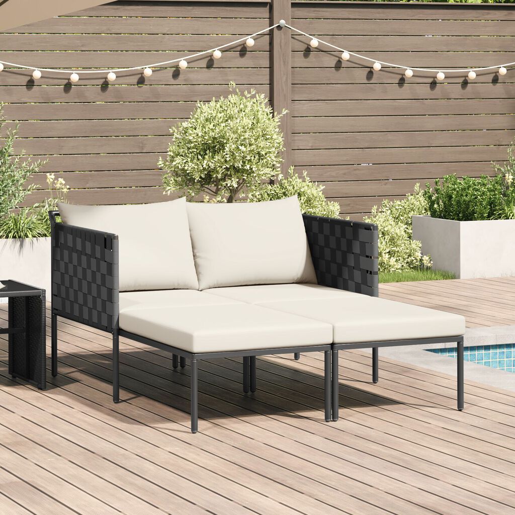 vidaXL Ξαπλώστρα με Μαξιλάρια 2 Ατόμων Ανθρακί 115x153x69,5 εκ. Ατσάλι
