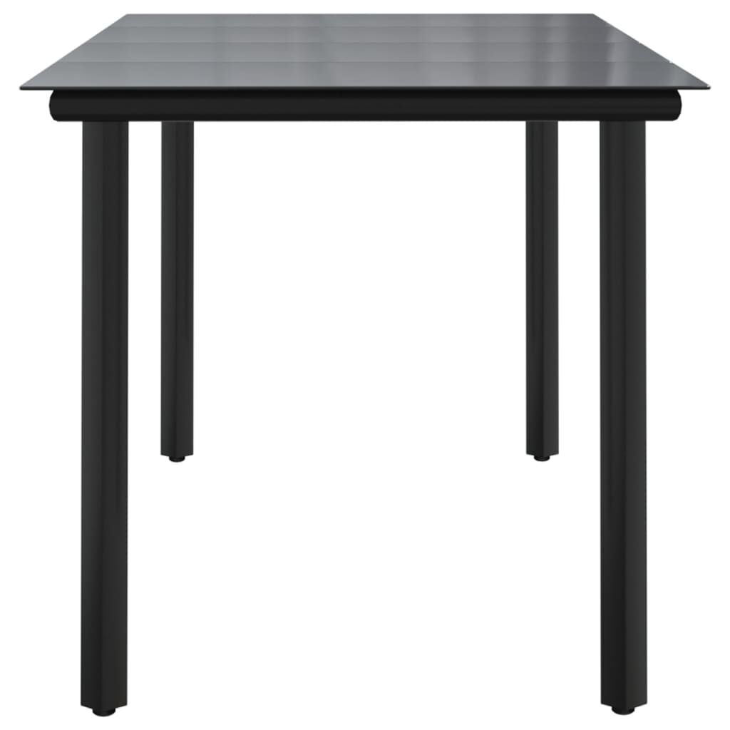 vidaXL Τραπεζαρία Κήπου Μαύρη 160 x 80 x 74 εκ. Ατσάλι / Ψημένο Γυαλί