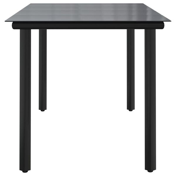 vidaXL Τραπεζαρία Κήπου Μαύρη 160 x 80 x 74 εκ. Ατσάλι / Ψημένο Γυαλί