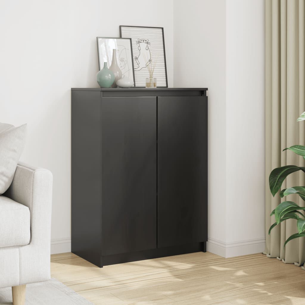 vidaXL Ντουλάπι Μαύρο 60 x 36 x 84 εκ. από Μασίφ Ξύλο Πεύκου