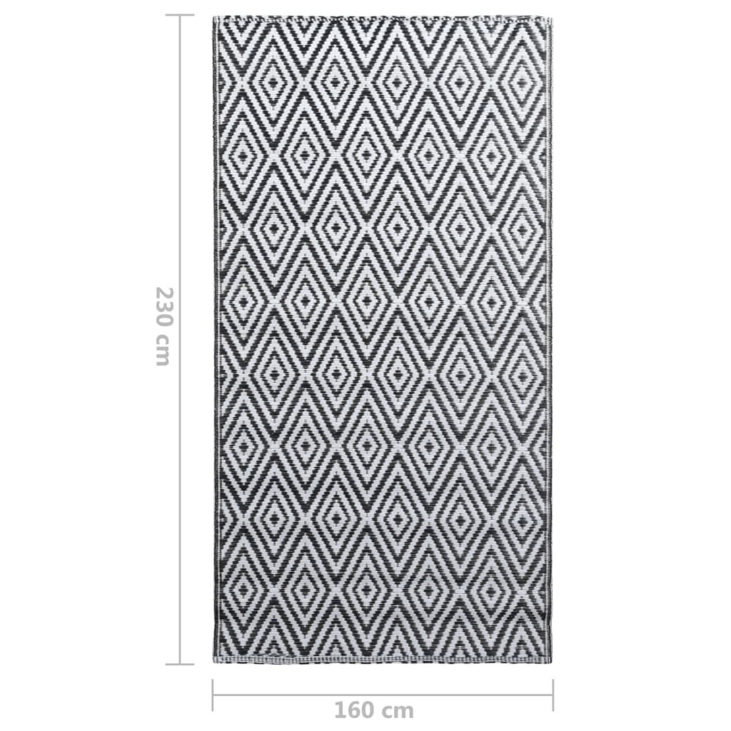 vidaXL Χαλί εξωτερικού χώρου ARAKIL Λευκό και μαύρο 160x230 cm PP