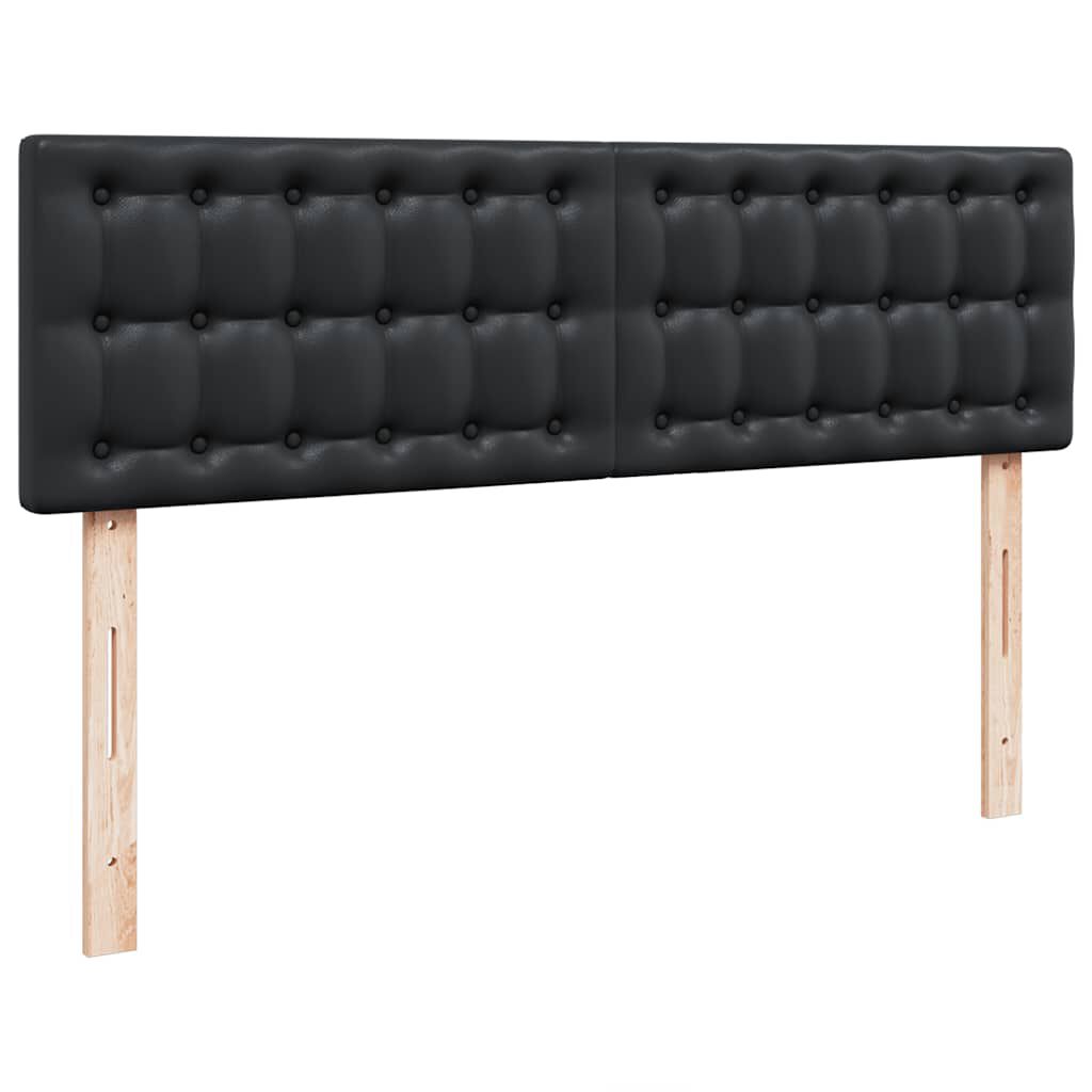 vidaXL Οθωμανικό κρεβάτι με στρώματα & LEDs Μαύρο Faux Leather