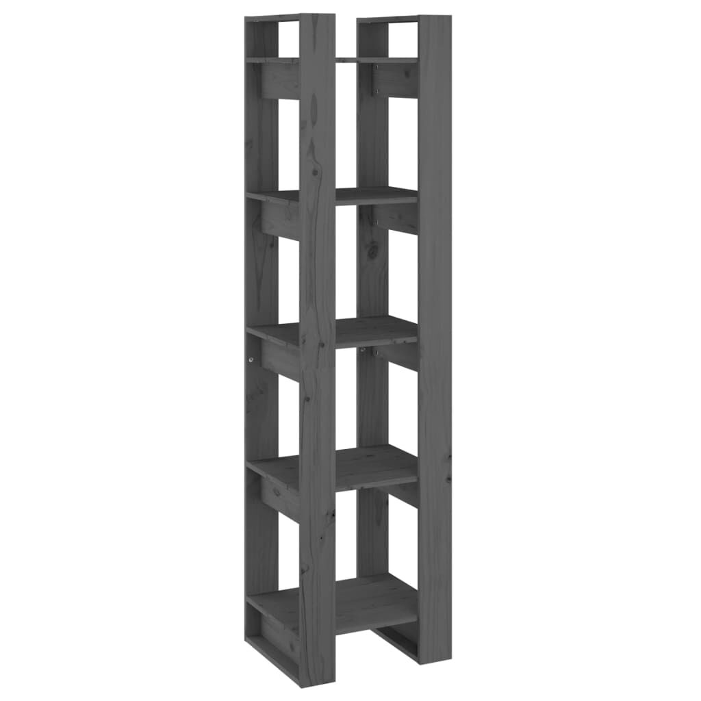 vidaXL Βιβλιοθήκη/Διαχωριστικό Χώρου Γκρι 41x35x160 εκ. Μασίφ Πεύκο