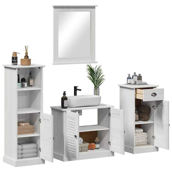 vidaXL Σετ Επίπλων Μπάνιου με ράφι 3 pcs Λευκό αντικέ 37 x 34 x 110 εκ