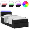 vidaXL Οθωμανικό κρεβάτι με στρώμα & LEDs Μαύρο 80x200cm ύφασμα
