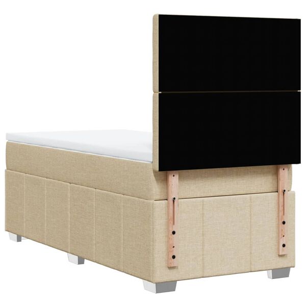 vidaXL Κρεβάτι Boxspring με Στρώμα Κρεμ 90x200 εκ.Υφασμάτινο