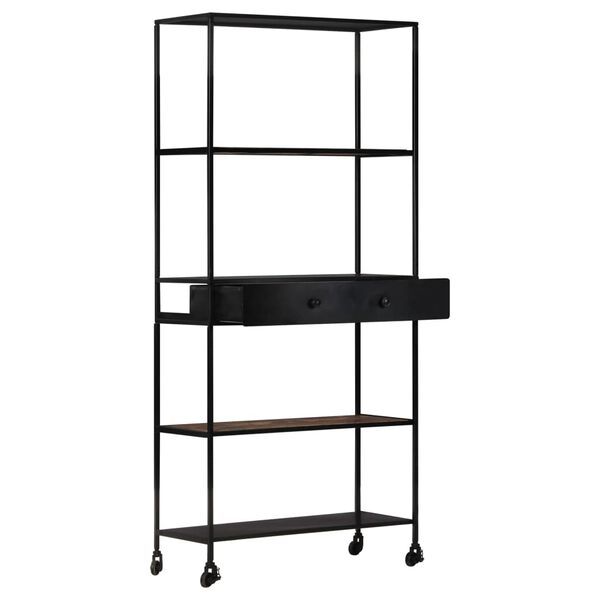 vidaXL Βιβλιοθήκη 80x35x180 εκ. από Ακατέργαστο Ξύλο Μάνγκο & Σίδηρο
