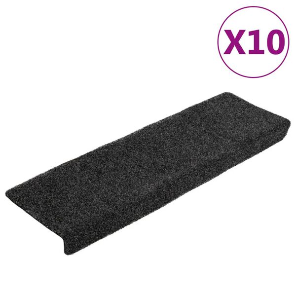 vidaXL Πατάκια Σκάλας 10 τεμ. Γκρι 65x21x4 εκ. Βελονιασμένα