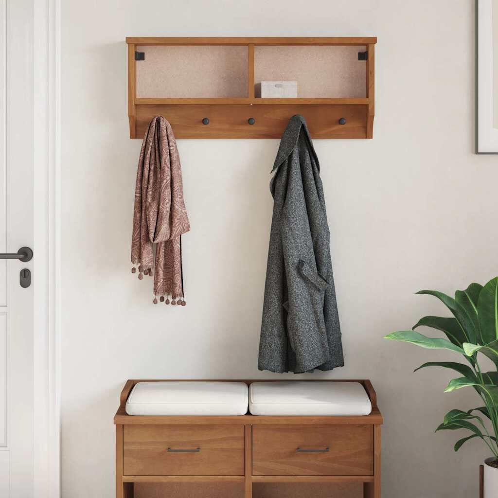 vidaXL Επίτοιχη κρεμάστρα παλτών SANDNES 87x12x35 εκ. Πεύκο μασίφ ξύλο