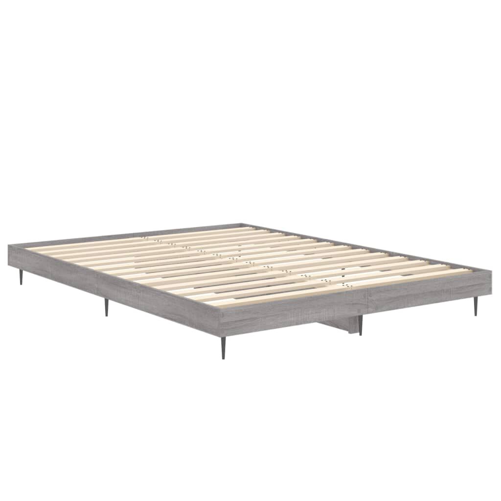vidaXL Πλαίσιο Κρεβατιού Γκρι Sonoma 135x190 εκ. Επεξεργασμένο Ξύλο