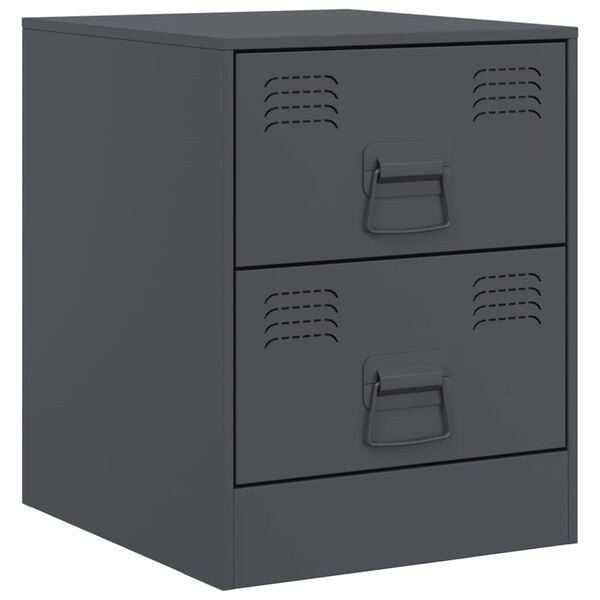 vidaXL Κομοδίνο Ανθρακί 34,5 x 39 x 44 εκ. από Χάλυβα