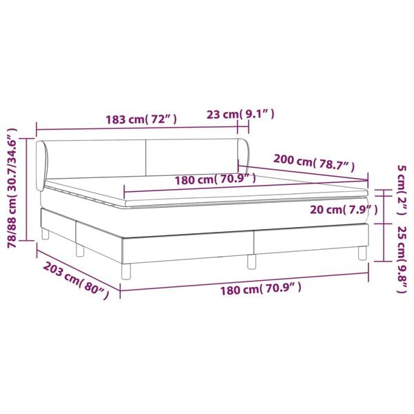 vidaXL Κρεβάτι Boxspring με Στρώμα Καπουτσίνο 180x200 εκ. Συνθ. Δέρμα