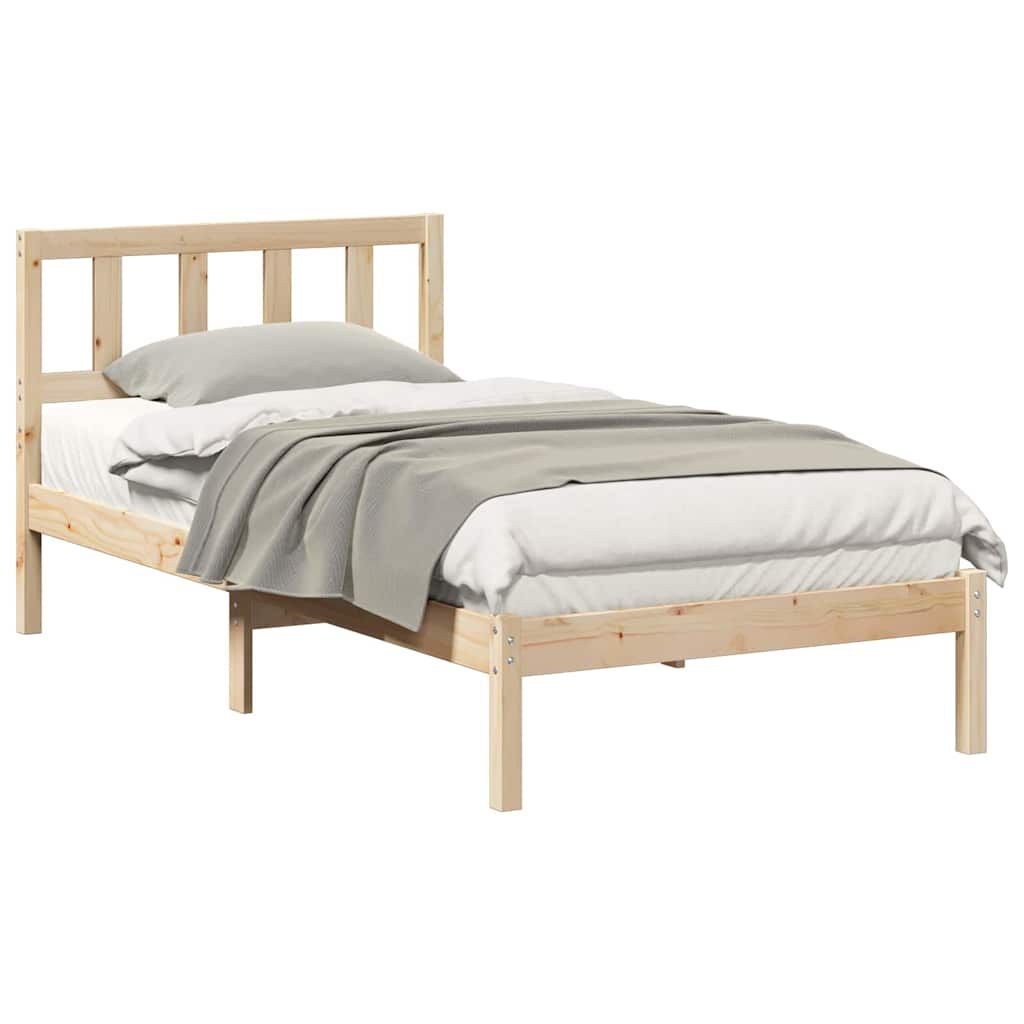 vidaXL Σκελετός Κρεβατιού Καφέ 75 x 190 cm Μασίφ ξύλο πεύκου