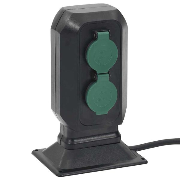 vidaXL Πρίζα Εξ. Χώρου 4 Εξόδων με Ακίδα Μαύρο/Πράσινο 15,5x11x24 εκ.