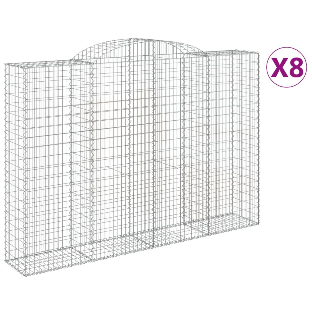 vidaXL Συρματοκιβώτια Τοξωτά 8 τεμ. 300x50x200/220 εκ. Γαλβαν. Ατσάλι