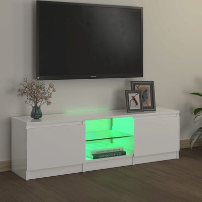 vidaXL Έπιπλο Τηλεόρασης με LED Γυαλιστερό Λευκό 120 x 30 x 35,5 εκ.