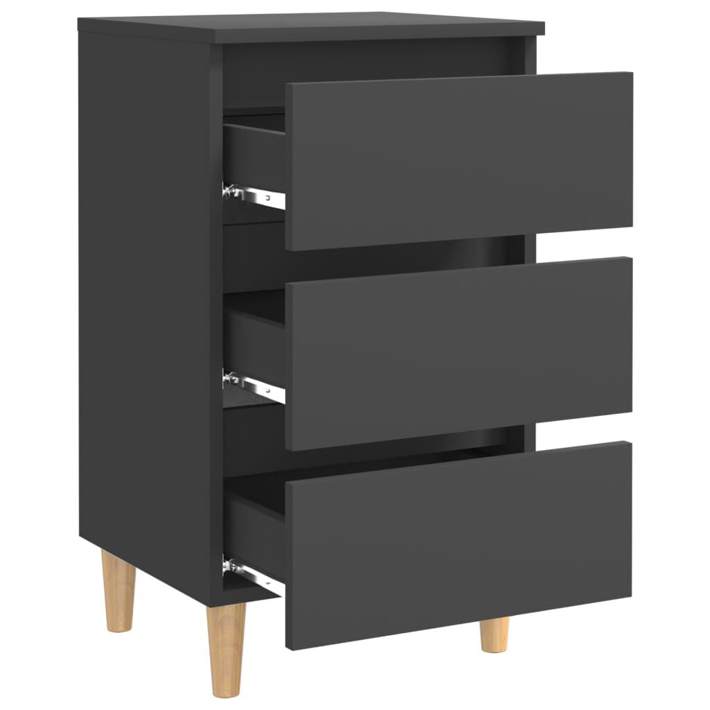 vidaXL Κομοδίνα 2 τεμ. Γκρι 40 x 35 x 69 εκ. με Μασίφ Ξύλινα Πόδια