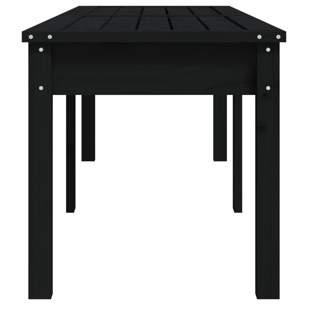 vidaXL Πάγκος Κήπου Διθέσιος Μαύρο 159,5x44x45 εκ. Μασίφ Ξύλο Πεύκου