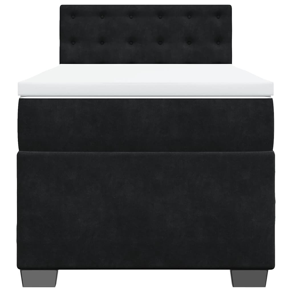 vidaXL Κρεβάτι Boxspring με Στρώμα Μαύρο Single Βελούδινο
