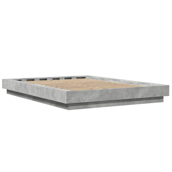 vidaXL Πλαίσιο Κρεβατιού Γκρι Σκυροδέματος 140x190 εκ. Επεξεργ. Ξύλο