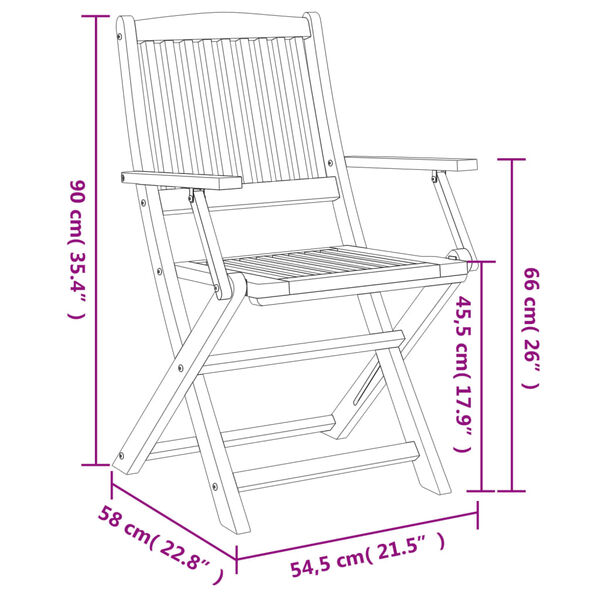 vidaXL Καρέκλες Κήπου Πτυσσόμενες 2 τεμ 58x54,5x90 εκ. Μασίφ Ακακία