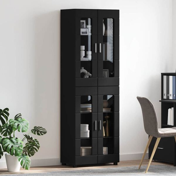 vidaXL Highboard &mu;&epsilon; &rho;ά&phi;&iota; &Mu;&alpha;ύ&rho;&omicron; 60 x 35 x 182 &epsilon;&kappa;. &Epsilon;&pi;&epsilon;&xi;&epsilon;&rho;&gamma;&alpha;&sigma;&mu;έ&nu;&omicron; &xi;ύ&lambda;&omicron;