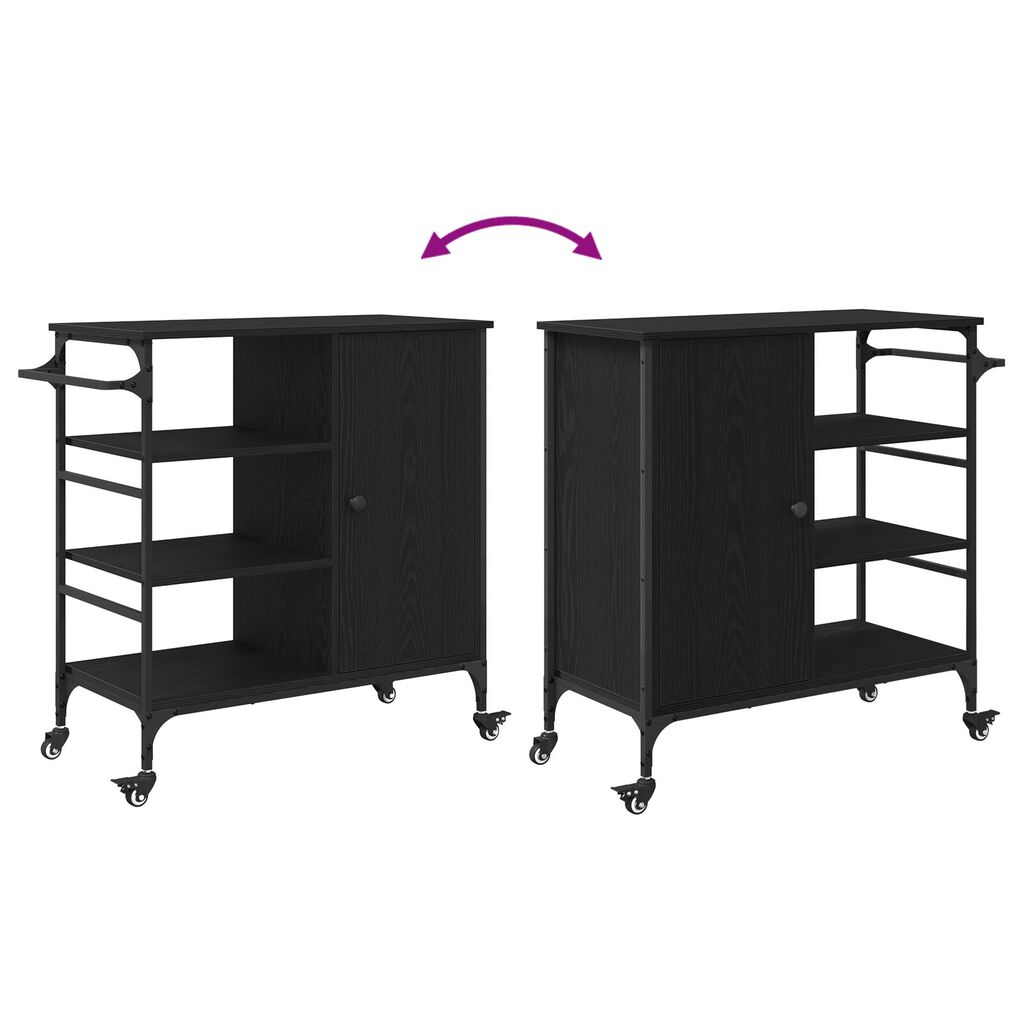 vidaXL Τρενάκι Κουζίνας Μαύρο Δρυς 87.5x38.5x84.5 cm Επεξεργασμένο Ξύλο