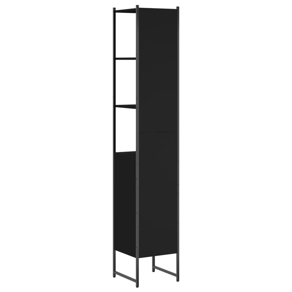 vidaXL Ντουλάπι Μπάνιου Μαύρο 33 x 33 x 185,5 εκ. Επεξεργασμένο Ξύλο