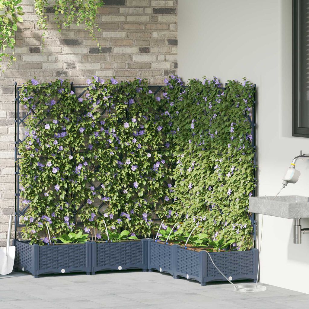 vidaXL Ζαρντινιέρες κήπου Γκρι 120 x 120 x 126 cm Ατσάλι