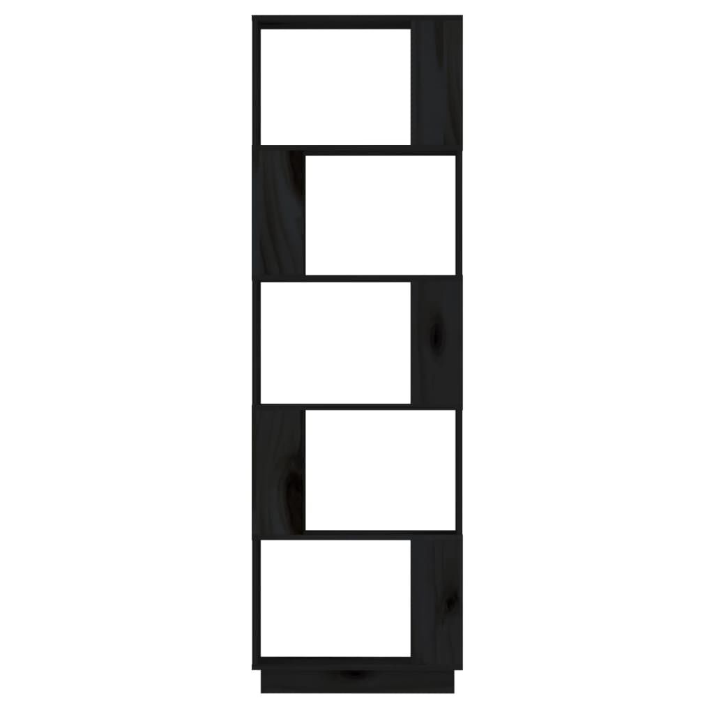 vidaXL Βιβλιοθήκη/Διαχωριστικό Χώρου Μαύρο 51x25x163,5 εκ. Μασίφ Πεύκο
