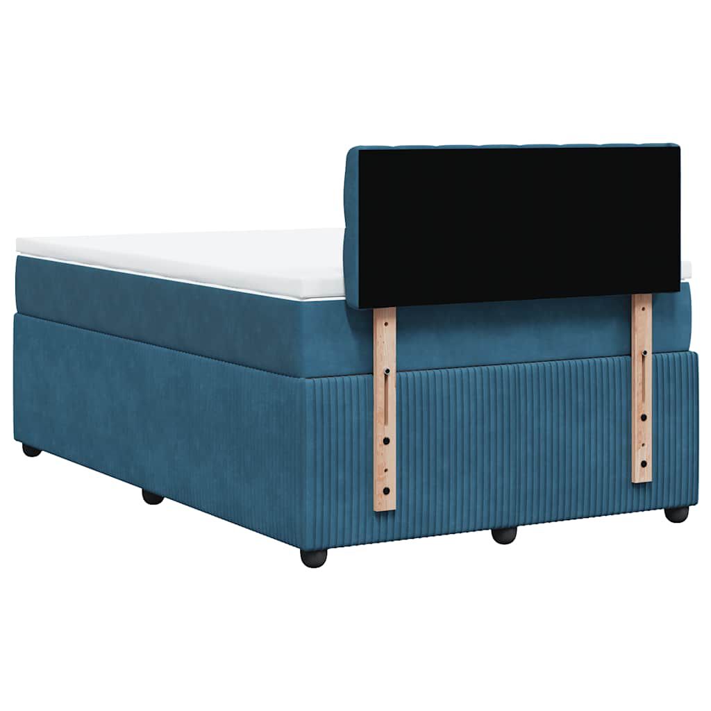 vidaXL Κρεβάτι Boxspring με Στρώμα Μπλε 120x190 εκ. Βελούδινο