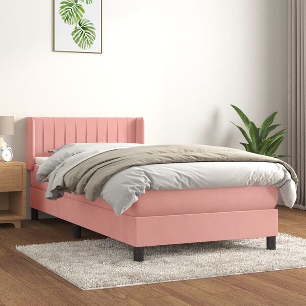 vidaXL &Kappa;&rho;&epsilon;&beta;ά&tau;&iota; Boxspring &mu;&epsilon; &Sigma;&tau;&rho;ώ&mu;&alpha; &Rho;&omicron;&zeta; 100x200 &epsilon;&kappa;. &Beta;&epsilon;&lambda;&omicron;ύ&delta;&iota;&nu;&omicron;