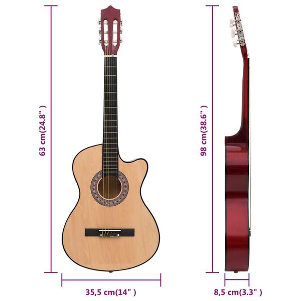 vidaXL Ακουστική Κιθάρα Western Cutaway Σετ 12 Τεμ. 6 Χορδές 38"